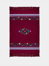 House of Capricorn Hand-Embroidered Frésia Bordeaux Wool Blanket