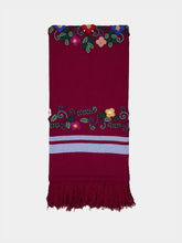 House of Capricorn Hand-Embroidered Frésia Bordeaux Wool Blanket