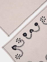 House of Capricorn Hand-Embroidered Viana Beige Linen With Black Embroidery Placemat and Napkin Set