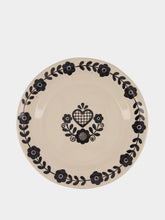 House of Capricorn Hand-Painted Viana Black Stoneware Dinner Plate