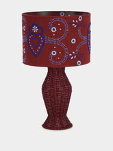 House of Capricorn Hand-Embroidered Viana Bordeaux Linen With Blue Embroidery Lampshade