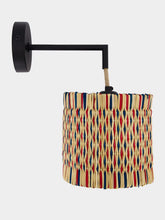 House of Capricorn Handmade Coruche Natural, Red and Blue Reed Small Wall Lamp