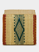 House of Capricorn Handmade Coruche Natural and Multicolour Reed Ottoman