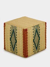 House of Capricorn Handmade Coruche Natural and Multicolour Reed Ottoman