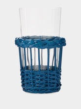 House of Capricorn Handmade Vitória Blue Wicker and Tall Glass Tumbler