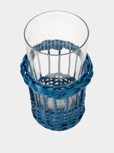 House of Capricorn Handmade Vitória Blue Wicker and Tall Glass Tumbler