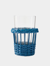 House of Capricorn Handmade Vitória Blue Wicker and Glass Tumbler