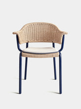 House of Capricorn Carvalhal Blue Metal and Handmade Wicker Dining Chair