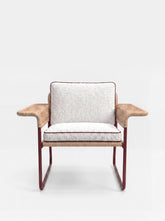 House of Capricorn Carvalhal Bordeaux Metal and Handmade Wicker Easy Chair