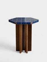 House of Capricorn Lisboa Blue Ceramic Tile and Ash Wood Bistro Table