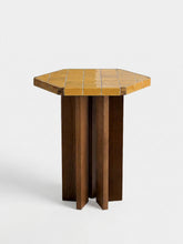 House of Capricorn Lisboa Yellow Ceramic Tile and Ash Wood Bistro Table
