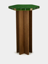 House of Capricorn Lisboa Green Ceramic Tile and Ash Wood Bar Table