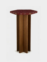 House of Capricorn Lisboa Bordeaux Ceramic Tile and Ash Wood Bar Table