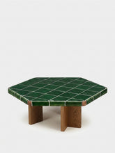 House of Capricorn Lisboa Green Ceramic Tile and Ash Wood Coffee Table