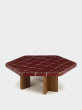 House of Capricorn Lisboa Bordeaux Ceramic Tile and Ash Wood Coffee Table