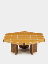 House of Capricorn Lisboa Yellow Ceramic Tile and Ash Wood Coffee Table