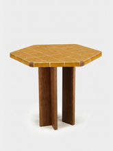 House of Capricorn Lisboa Yellow Ceramic Tile and Ash Wood Dining Table