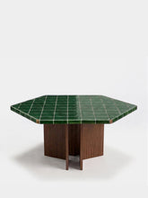 House of Capricorn Lisboa Green Ceramic Tile and Ash Wood Large Dining Table