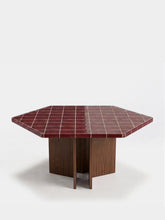 House of Capricorn Lisboa Bordeaux Ceramic Tile and Ash Wood Large Dining Table