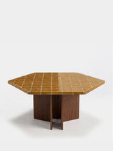 House of Capricorn Lisboa Yellow Ceramic Tile and Ash Wood Large Dining Table