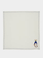 House of Capricorn Hand-Embroidered Comporta The Harverster White Linen with Multicolour Embroidery Napkin