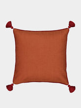 House of Capricorn Teles Brick Cotton Linen and Chenille Embroidered Cushion