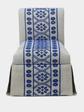 House of Capricorn Handmade Inês Blue Cotton Linen Slipper Chair