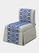 House of Capricorn Handmade Inês Blue Cotton Linen Slipper Chair