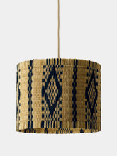 House of Capricorn Handmade Coruche Natural and Blue Reed Ceiling Lamp