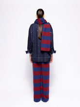 Paula Lucca Cabernet and Blue Stripes Knitted Scarf
