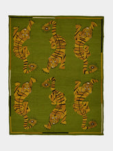 Ornate Green Suzani Killim Hand Embroidered Wool Rug