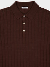 Boglioli Brown Ribbed Linen-Cotton Polo Shirt