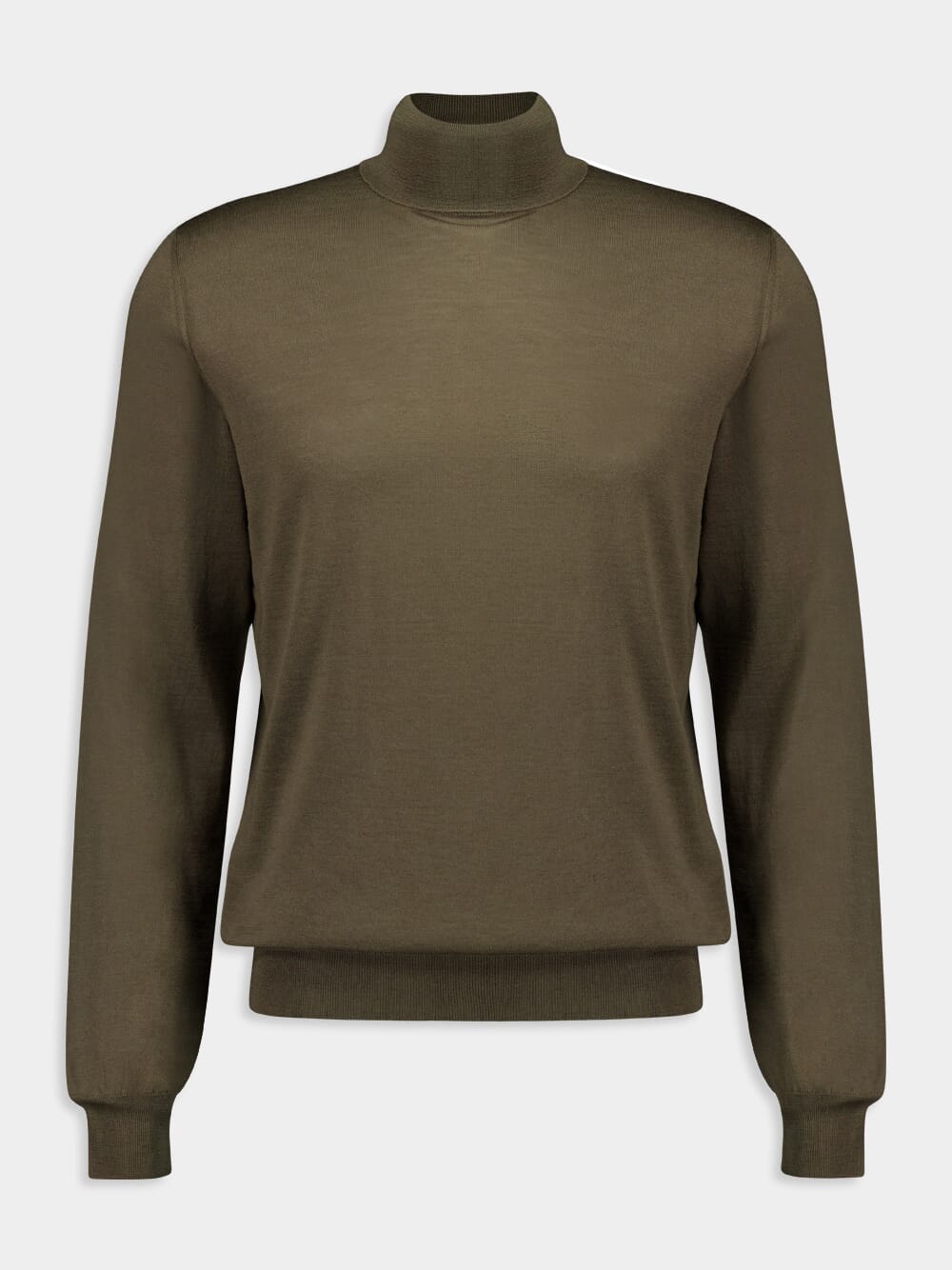 Khaki Green Virgin Wool Turtleneck Sweater