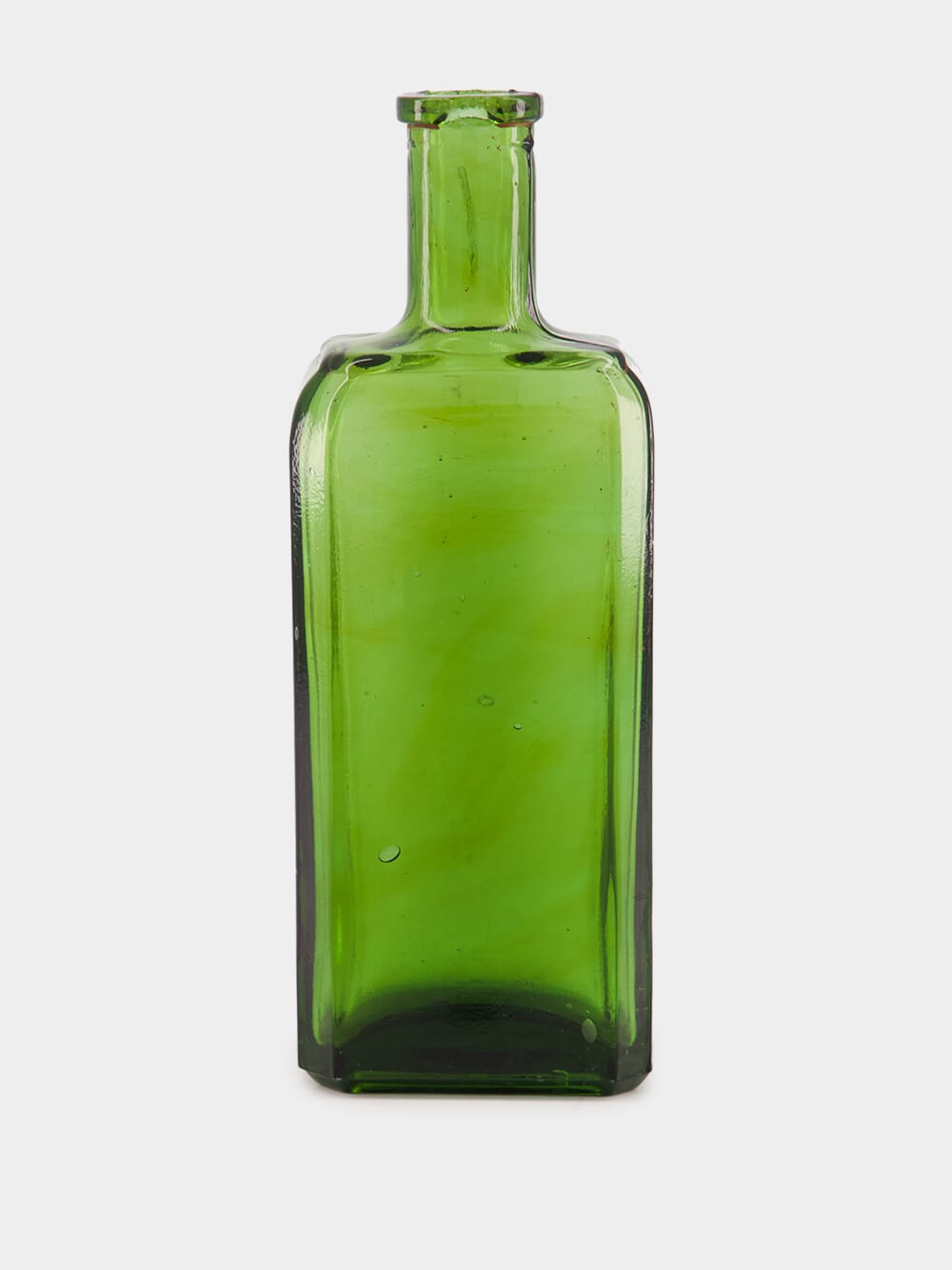 Tall Green Miniature Glass Bottle