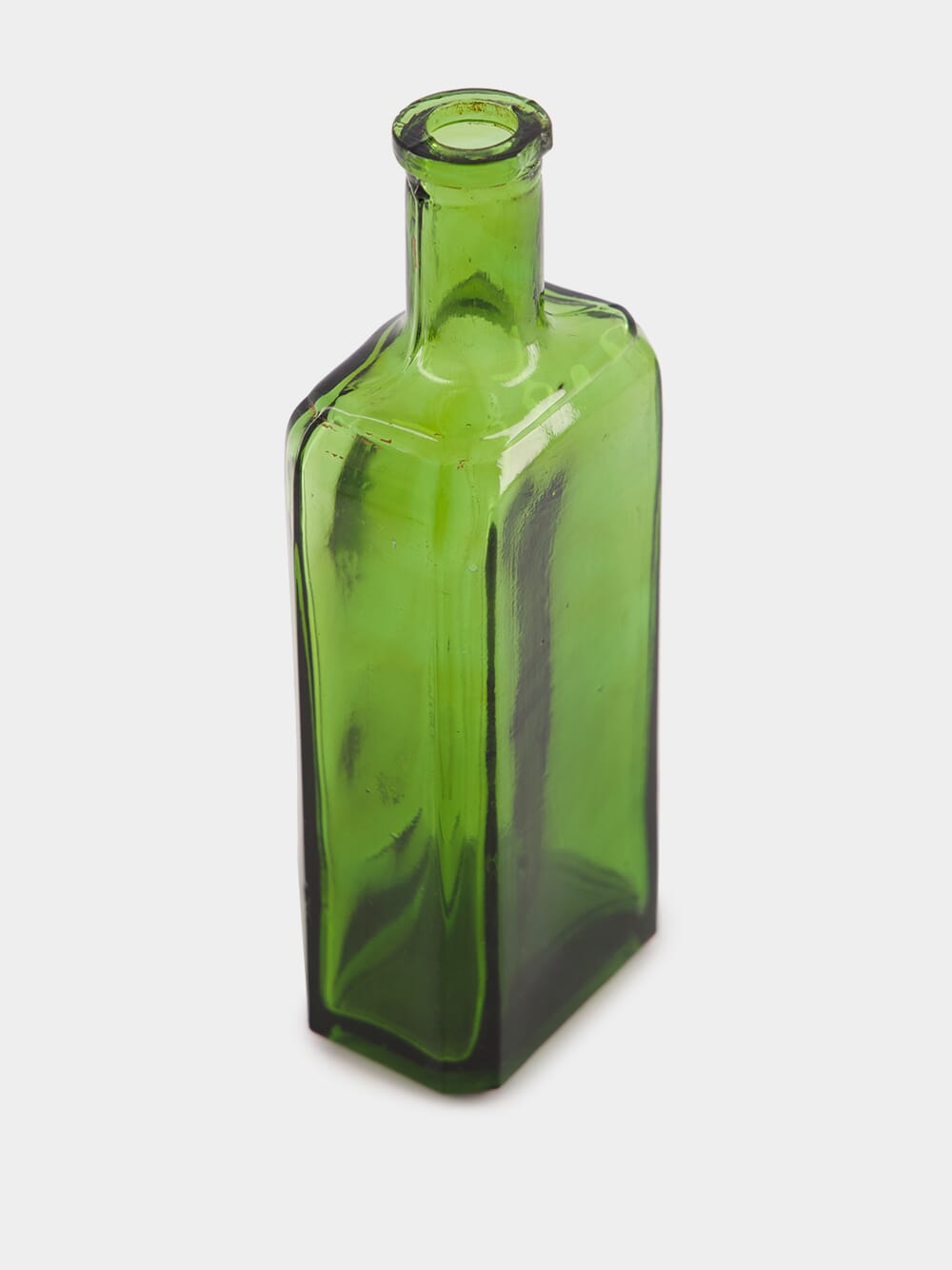 Tall Green Miniature Glass Bottle