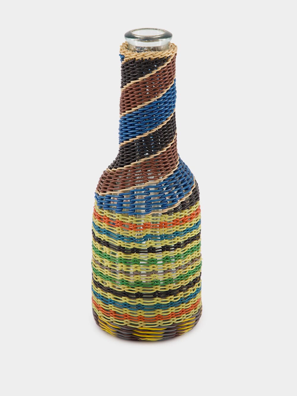 Spiral Pattern Woven Glass Flask