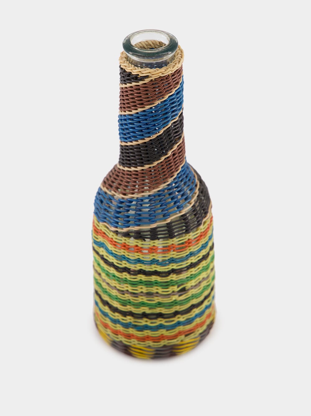 Spiral Pattern Woven Glass Flask