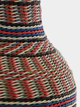 All Origine Handled Woven Glass Flask with Earthy Stripes