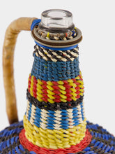 All Origine Handled Striped Woven Glass Flask