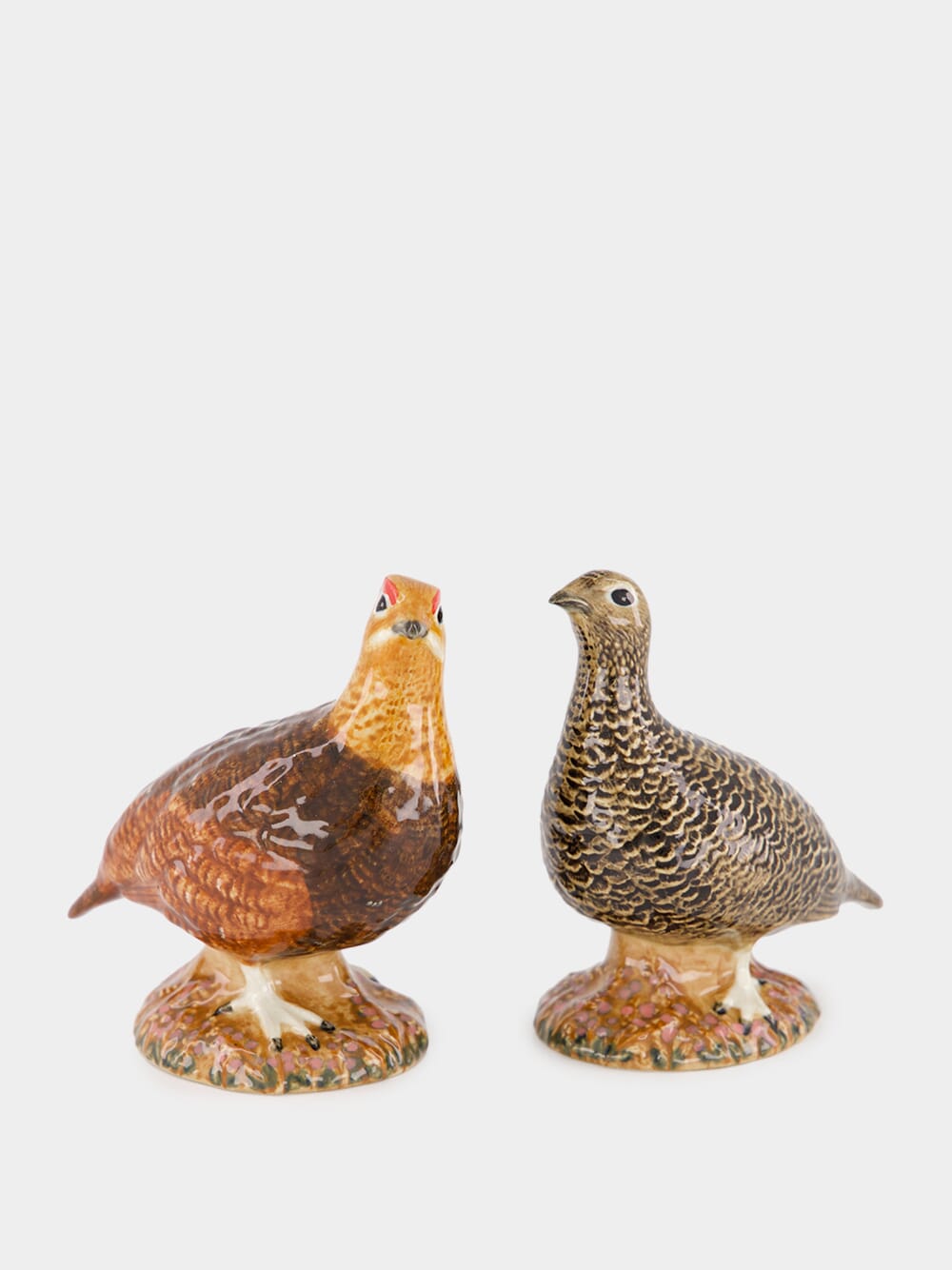 Set of 2 Handpainted Red Grouse Figures