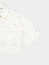 Zimmermann Ivory Mahon Embroidered Crop Shirt