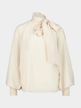 Zimmermann Cream Merino Tie Neck Sweater