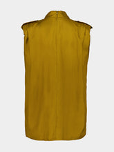 Zimmermann Chartreuse Sleeveless Tuck Silk Shirt