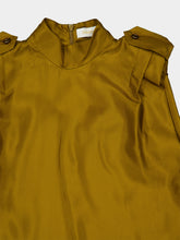 Zimmermann Chartreuse Sleeveless Tuck Silk Shirt