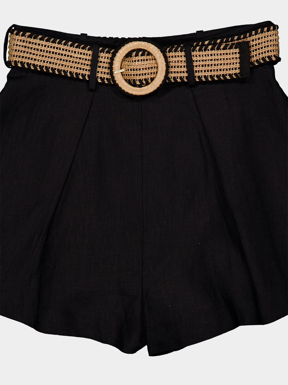 Black High-Waisted Linen Shorts