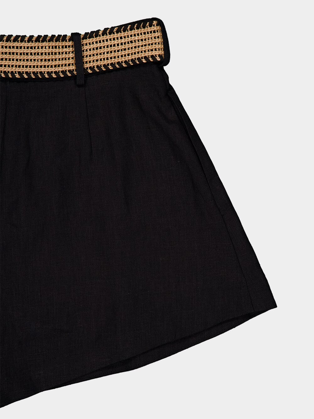 Black High-Waisted Linen Shorts