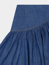 Zimmermann Railway Blue Echo Cotton Denim Midi Skirt