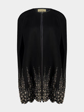 Valentino Garavani Black and Silver Embroidered Compact Drap Cape