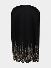 Valentino Garavani Black and Silver Embroidered Compact Drap Cape