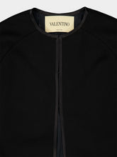 Valentino Garavani Black and Silver Embroidered Compact Drap Cape